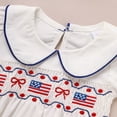 thumbnail image 4 of ZEHJUHAN Baby Girls Independence Day Romper Peter Pan Collar Flag & Bow Embroidery Back Button Closure White，9-12M, 4 of 7