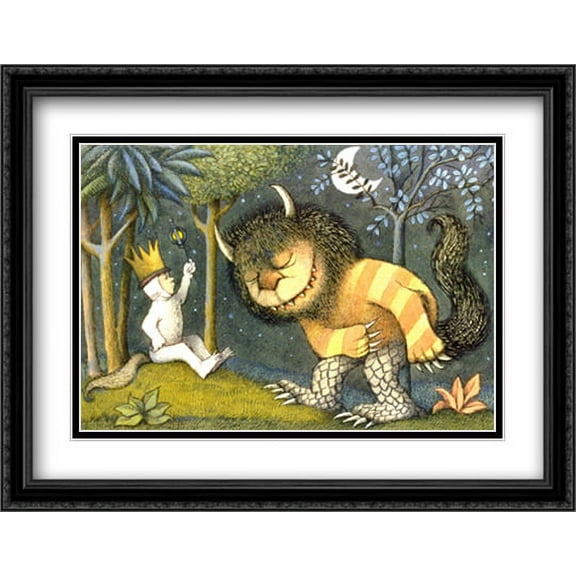 Where the Wild Things Are 2x Matted 28x22 Large Black Ornate Framed Art Print by Maurice Sendak