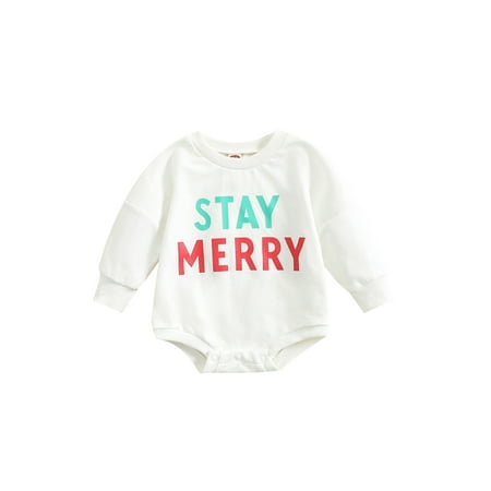 

Genuiskids Baby Girls Boys Christmas Sweatshirt Romper Infant Newborn Long Sleeve Jumpsuits Fall Winter Casual Bodysuits 0-24M