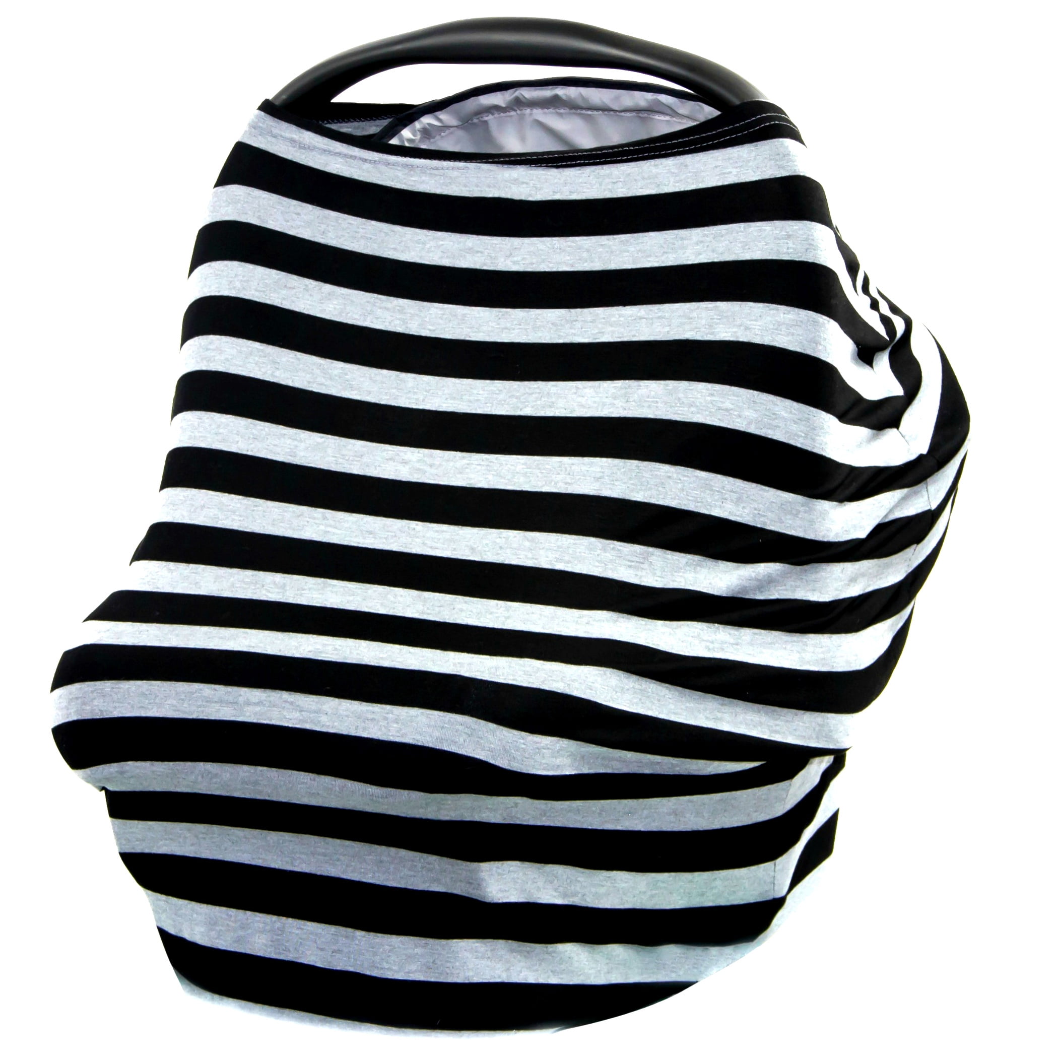 JLIKA Baby Car Seat Canopy Cover and Stretchy Nursing Cover - Black Gray Stripe