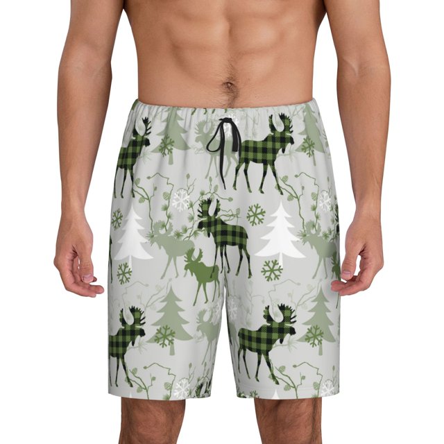 KLL green plaid Moose tree Print Bikini Set for Women,String Two Piece Halter Top Triangle Bikini Set with Tie Side Bottom Sexy Swimsuit Bathing Suits-Medium