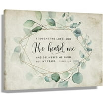 Sugsine Psalm 34 4 Scripture Wall Art Bible Verse Poster for Bedroom Wall Hanging Bathroom Giclee Pictures Painting Decoration Canvas Colouring (20x30inch(50x75cm),Unframed)