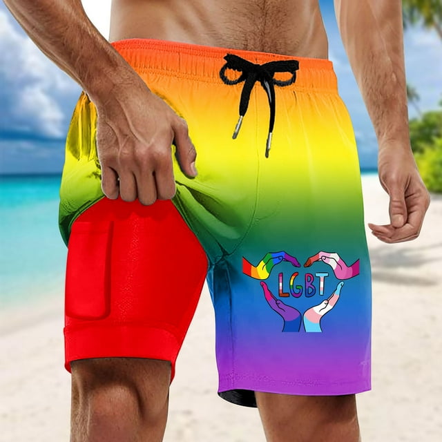 WILLBEST Mens Swimsuit Men Swim Trunks with Compresssion Liner Inseam Board Shorts Bathing Suit with Pockets