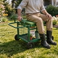 thumbnail image 5 of Extra-Large Rolling Garden Cart and Kneeler, 2026 Heavy Duty Gardenning Cart with Seat and Kneeler - Garden Rolling Stools with Wheels for Seniors, Lawn, Patio & Backyard Gardening, Green, 5 of 7