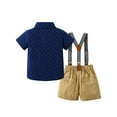 thumbnail image 6 of CARETOO Toddler Boy Clothes Suits Summer Formal Short Shirt Bowtie Suspender Shorts Cotton Fabric, 6 of 10