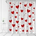 thumbnail image 3 of Valentine''s Day Shower Curtain White Red Heart Polka Dot Sweet Romantic Love Creative Bathroom Curtains Decor Fabric Set Include Hooks,(70" WX70 H), 3 of 4