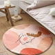 thumbnail image 5 of Lindas alfombras de baño redondas de color rosa de 2 pies de lana sintética suave con respaldo de goma, alfombra de baño con diseño de arte estético abstracto moderno, antideslizante, estilo bohemio, Namotu CZJJ-XM74, 5 of 6