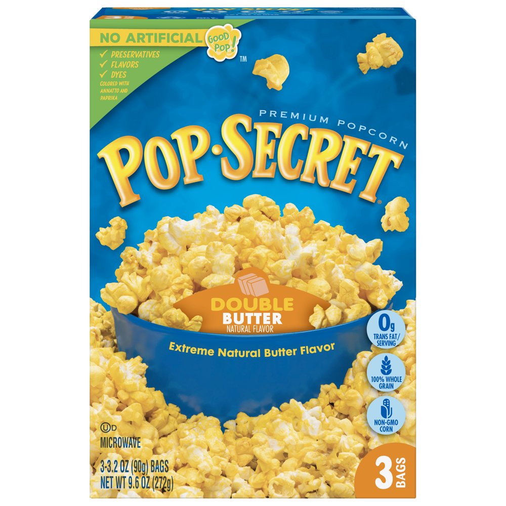 Pop Secret Microwave Popcorn, Double Butter, 3.2 Oz, 3 Ct