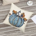 thumbnail image 2 of Pumpkin Fall Decorative Pillow Covers 18x18 Inch Blue Pumpkin and Maple Leaves Autumn Harvest Throw Pillow Covers Farmhouse Thanksgiving Outdoor Pillows Case for Home Couch, 2 of 5