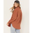 thumbnail image 2 of Cleo + Wolf Women's Plaid Print Oversized Long Sleeve Flannel Button Down Shirt Cognac XX-  US, 2 of 4