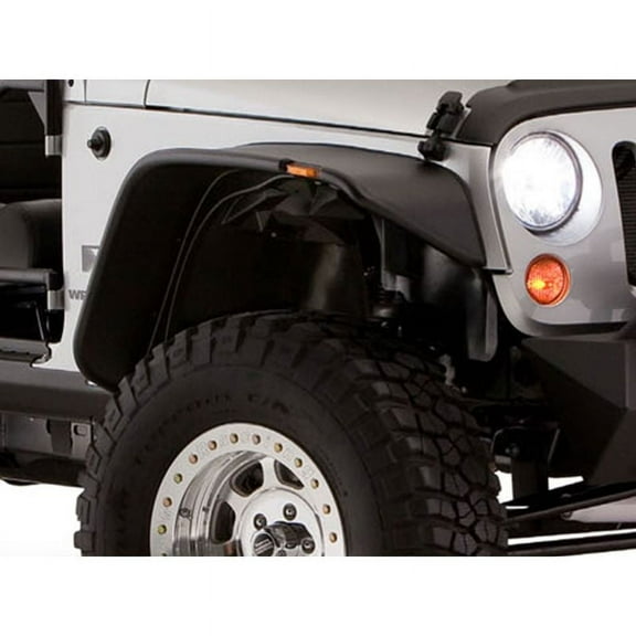 Bushwacker by RealTruck Jeep Flat Style Front & Rear Fender Flares | 4-Piece Set, Black, Textured Finish | 10928-07 | Compatible with 2020-2022 Jeep Gladiator JT