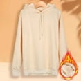 thumbnail image 2 of Women's Warm Lamb Wool Hoodie Solid Color Round Neck Long Sleeve Threaded Drawstring Casual Sweatshirt for Autumn Winter, 2 of 8