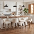 thumbnail image 3 of Guyou Modern Bar Stools Set of 2, 26" Counter Height Bar Stools with Footrests, Linen Upholstered Kitchen Island Chairs for Dining Rooms, Kitchens, and Bars, Beige, 3 of 11