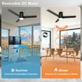 thumbnail image 5 of Ohniyou 52 " Flush Mount Ceiling Fans with Light and Remote Low Profile 3 Blades Outdoor Ceiling Fan for Patio Kitchen Bedroom, Black, 5 of 12
