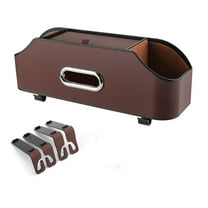 Car Back Seat Organizer with 2 Cup Holders, Tissue Box Storage, Phone Holder & Hooks - Multifunctional Travel Organizer for Road Trips