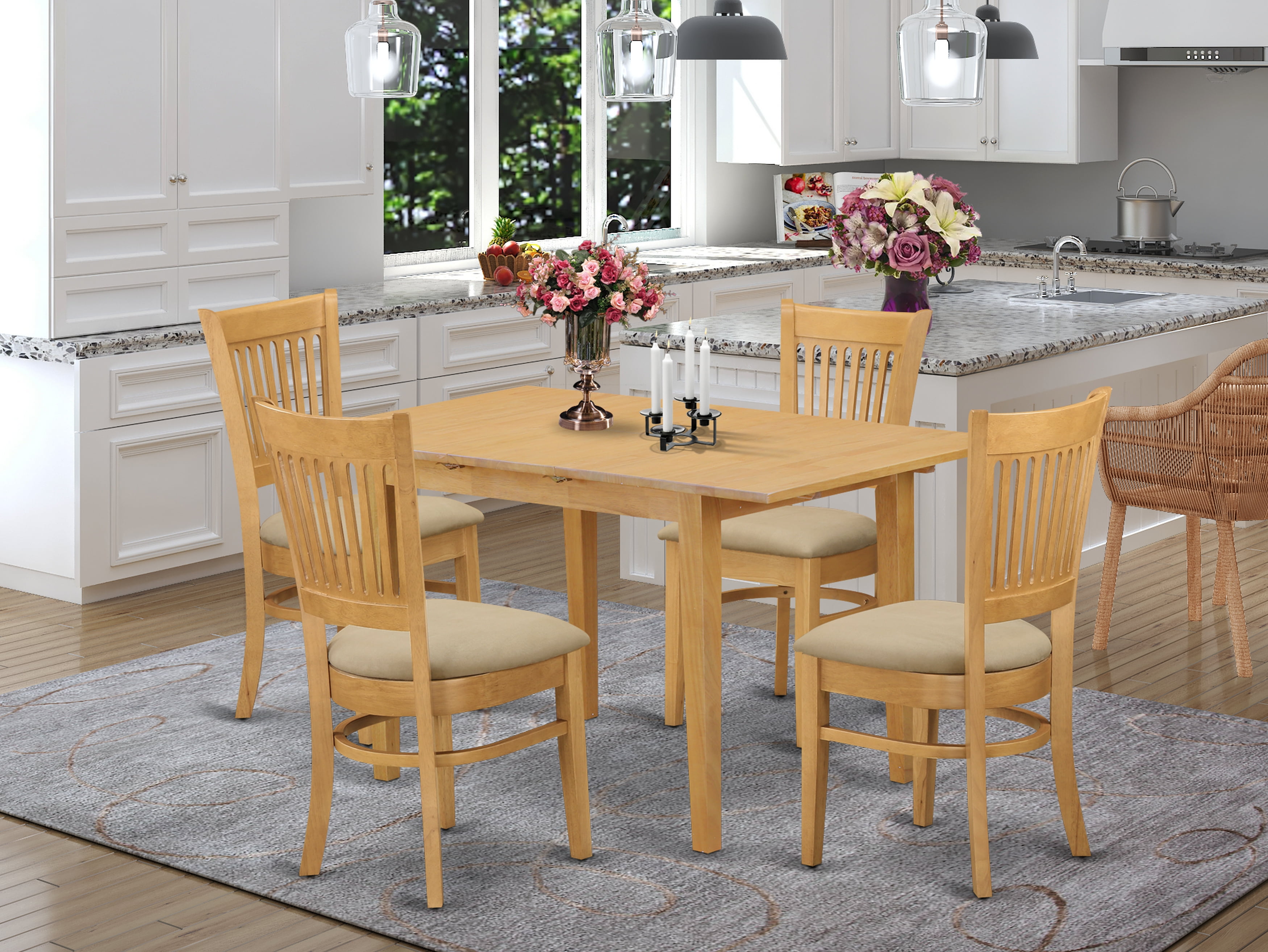 NOVA5OAKC 5 PC Table and Chairs set Kitchen Table and 4