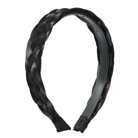 1 pieza de 1.18 pulgadas de ancho, cabello sintético, diadema trenzada, aro para el cabello para mujeres y niñas, negro
