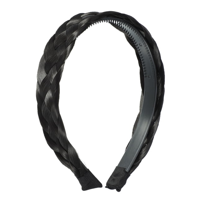 1 pieza de 1.18 pulgadas de ancho, cabello sintético, diadema trenzada, aro para el cabello para mujeres y niñas, negro