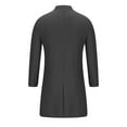 thumbnail image 5 of CHEEREAM Men's Stand Collar Single Breasted Long Walking Coat Woolen Overcoat Solid Color Long Sleeved Casual Trench Dark Gray XL, 5 of 6