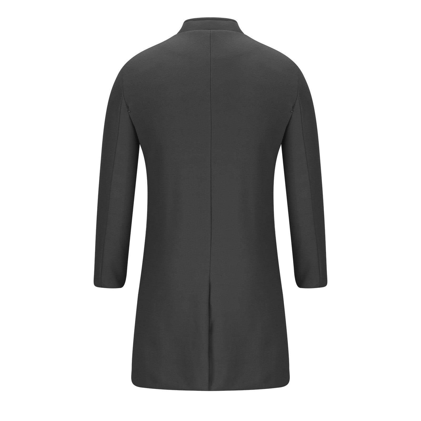 EQWLJWE Mens Black Trench Coat Stand Mandarin Collar Single