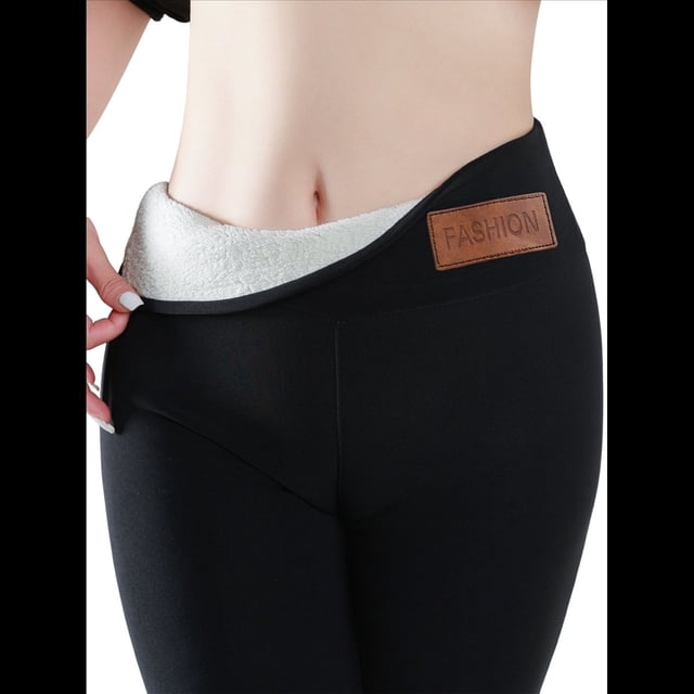 Leggings de Cintura Alta y Gruesos para Mujer: Pantalones de Yoga, Ciclismo y Entrenamiento con Control de Abdomen Sin Transparencias. Negro y Etiqueta XL