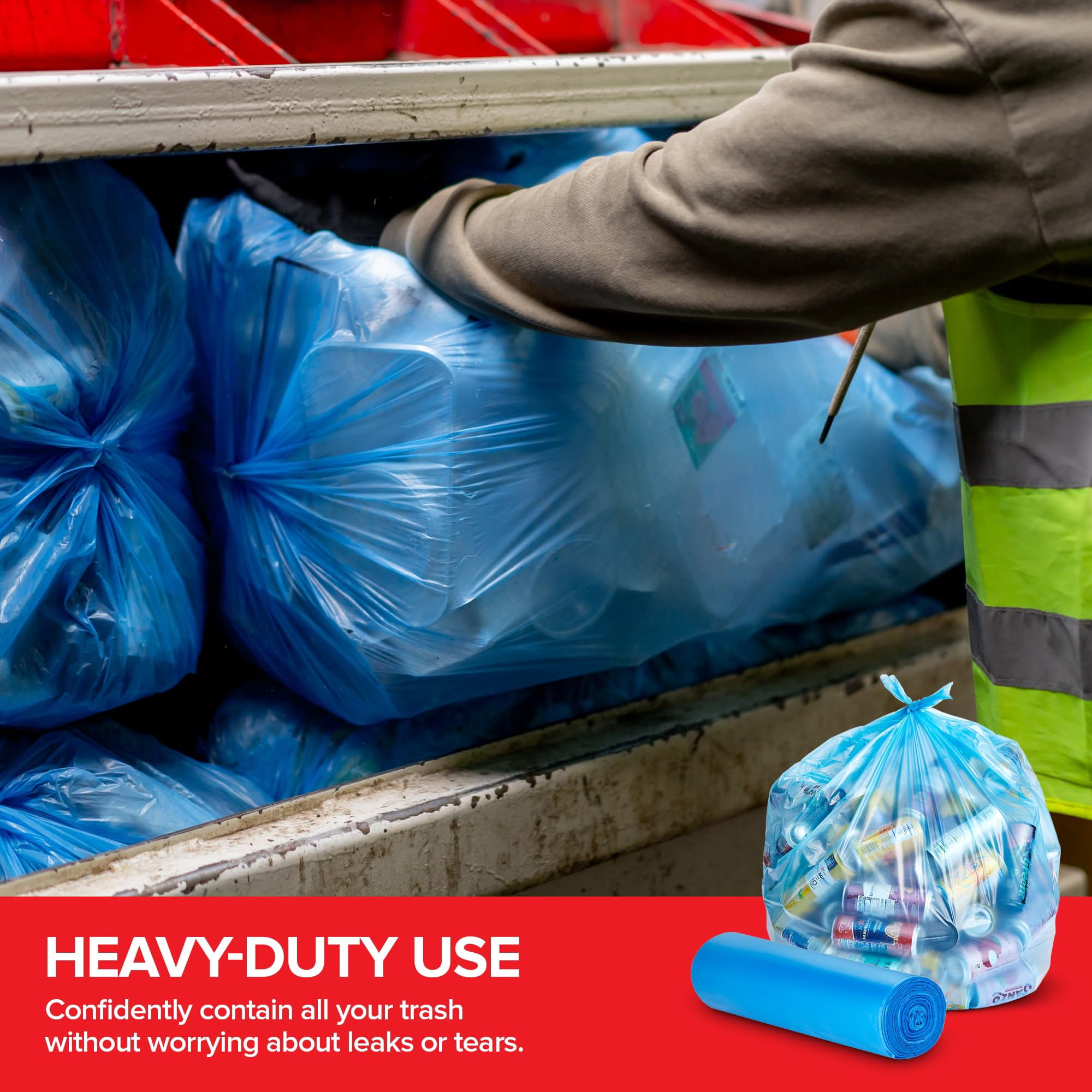 Heavy-Duty Blue Recycling Bags, 120-Pack Blue Garbage Bags For Recycling | 33-Gallon Capacity| Commercial, Industrial or Home Use