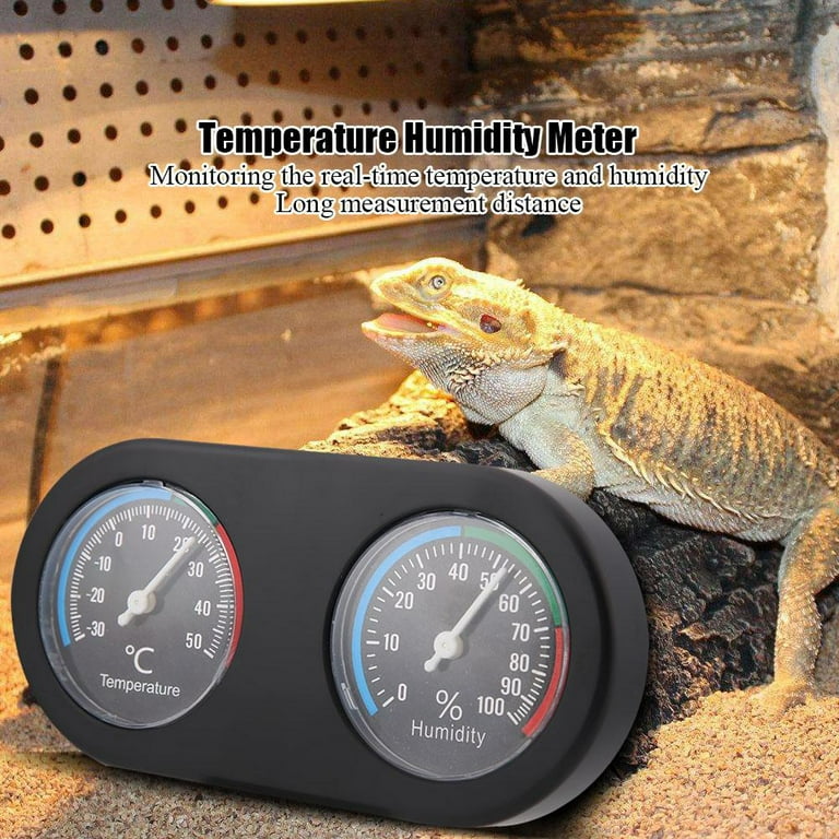 Tebru Reptile Thermometer Hygrometer, Reptile Hygrometer,Mini Analog  Temperature Humidity Meter Round Shape Thermometer Hygrometer for Reptile  Tank 