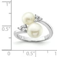thumbnail image 3 of 925 Sterling Silver Rhodium-plated 8-9mm White 2-Freshwater Cultured Pearl and Cubic Zirconia Ring Size 6, 3 of 7