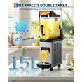 thumbnail image 4 of Commercial Slushy Machine 15L, Stainless Steel Smoothie Frozen Drink Maker with Self-Cleaning Mode, 450W Frozen Drink Machine, Maker Smoothie Machine for Home Party Restaurants Cafe Bars, 4 of 7