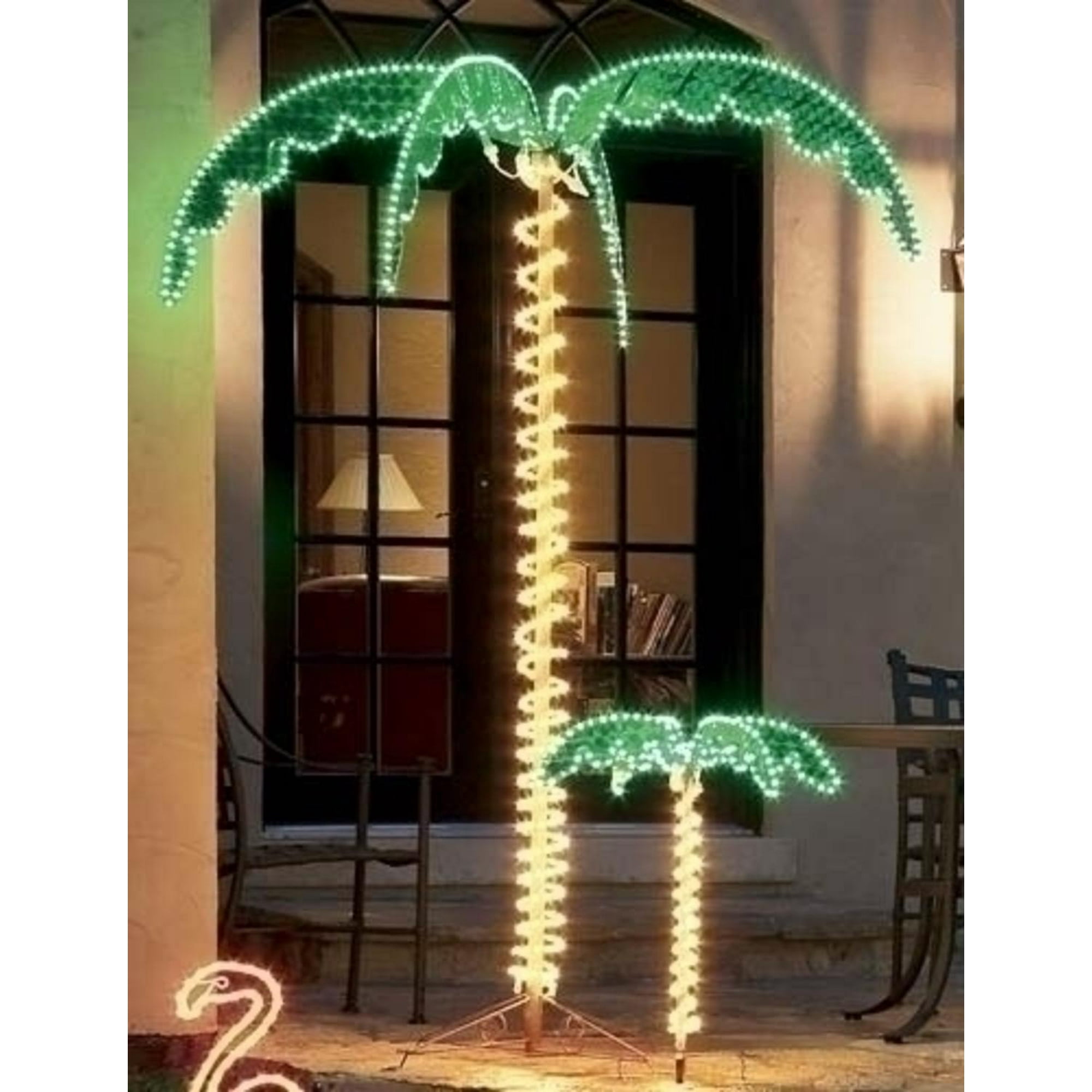 7 Tropical Lighted Holographic Rope Light Outdoor Palm Tree Yard