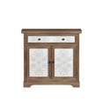 thumbnail image 7 of GZXS 34.65" Vintage Accent Cabinet with 2 Carved Floral Doors, 1 Drawer & Adjustable Shelf, Rustic Distressed Wood Storage Sideboard for Living Room and Bedroom, Antique Brown+White, 7 of 7