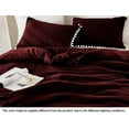 thumbnail image 6 of DNG Luxury 5 Piece Pom Pom Plain Pattern Comforter Set, 800 Thread Count, 100% Egyptian Cotton, White Vintage Pom-Pom Fringe Super Soft (Full/Queen Size Wine Color), 6 of 9