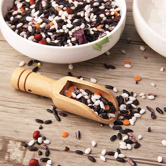 CARBONLIKE 8 piezas Mini cuchara de madera Mini cucharas de bambú Cuchara de sal de baño pequeña Cucharas de especias pequeñas para exfoliantes de azúcar, especias, sales de baño, cocina LingWen 8390615294119