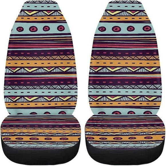 Colorful Stripe Seat Cover Baja Saddle Blanket Weave Universal Bucket Seat Cover Set Of 2 Aztec Pattern