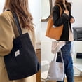 thumbnail image 5 of Bolso de pana para mujer, bolso casual, bolso de hombro tipo shopper de gran capacidad con 2 bolsillos Negro + Marrón oscuro + Gris claro, 5 of 5
