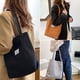 thumbnail image 5 of Bolso de pana para mujer, bolso casual, bolso de hombro tipo shopper de gran capacidad con 2 bolsillos Negro + Marrón oscuro + Gris claro, 5 of 5