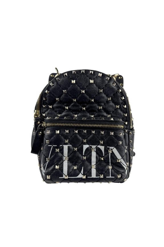 Pre-Owned Valentino Garavani Rockstud Spike Leather Backpack in Black for Women (z6704)
