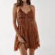 thumbnail image 1 of Vestido De Mujer Mini vestido de dama Botón Spaghetti Verano Vestido sólido Overbust Sin mangas Slim Fit Cgtredaw Marrón L para Mujer, 1 of 1
