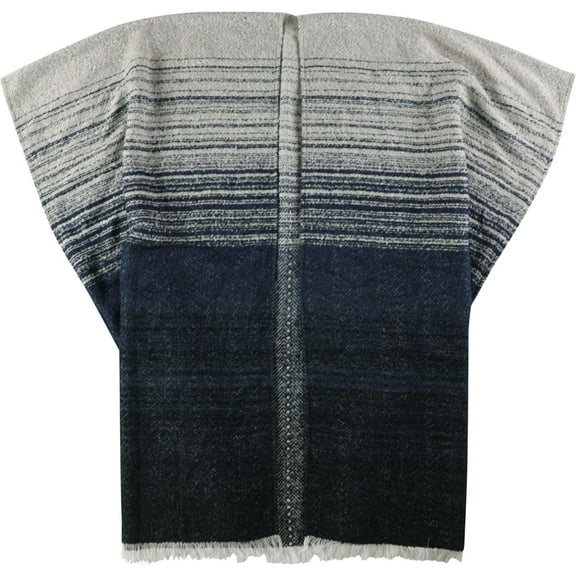 Lucky Brand Womens Fringed Poncho Sweater, Blue, One Size