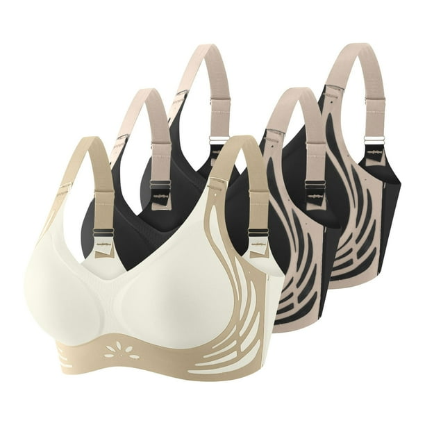 Brasier Tela de Mantequilla Tela de Mantequilla 3 Piezas de Sujetador Grande con Hebilla Frontal y Borde de Encaje para Mujer, sin Aro de Acero, Ajuste sin Costuras para Yoga y Dormir Grande