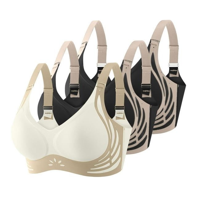 Brasier Tela de Mantequilla 3 Piezas de Sujetador Grande con Hebilla Frontal y Borde de Encaje para Mujer, sin Aro de Acero, Ajuste sin Costuras para Yoga y Dormir Extra Grande