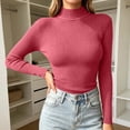 thumbnail image 5 of ZUBKTES Sweaters for Women Solid Stretchable Turtleneck Sweater Fall Winter Base Ribbed Long Sleeve Slim Fit Lightweight Pullover, 5 of 7