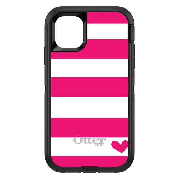 DistinctInk OtterBox Defender Custom Case for Apple iPhone 15 (6.1" Screen) - Chevron Stripes Pattern - Raised Bezel Screen Guard