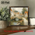 thumbnail image 5 of 8x8 Inch Rustic Farmhouse Wall Art - European Countryside Painting with Stone Village Serene River, Thick Wood Frame, Vintage French Country Landscape Decor for Living Room, Kitchen, Housewarm, 5 of 9