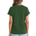 thumbnail image 5 of T Shirts Womens Crew Neck Rolled Short Sleeve Basic Summer Tops 2026 Casual Tees Dark Green XL, 5 of 6