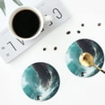 thumbnail image 4 of Yiaed Surfing Shark Print Leather Coasters for Drinks - Cup Coasters Coffee Table Kitchen Table Bar, Home & Office Gifts Handmade Drink Coasters-Round Shape, 4 of 6