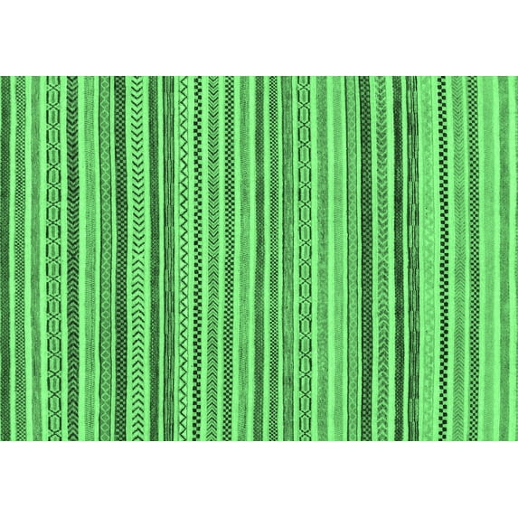 Ahgly Company Indoor Rectangle Abstract Emerald Green Modern Area Rugs, 2' x 4'