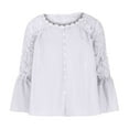 thumbnail image 4 of Njoeus Womens Tops Spring 2024, Women's Elegant Floral Lace Tunic Tops Plain Button Up T-Shirt Long Sleeve Office Work Chiffon Shirts Blouse, 4 of 5