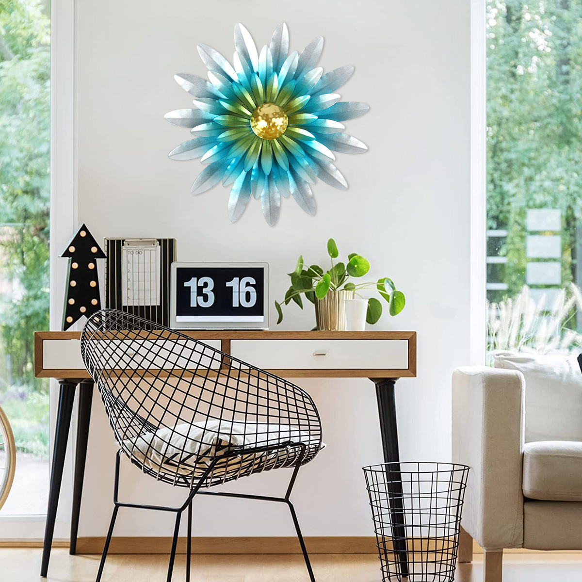 12 Inch Metal Sunflower Wall Decor 3D Flower Wall Art Hanging