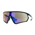 thumbnail image 5 of Mens Classic Oversized Shield Color Mirror Wrap Around Sport Plastic Sunglasses Shiny Black - Blue Rainbow Mirror, 5 of 8